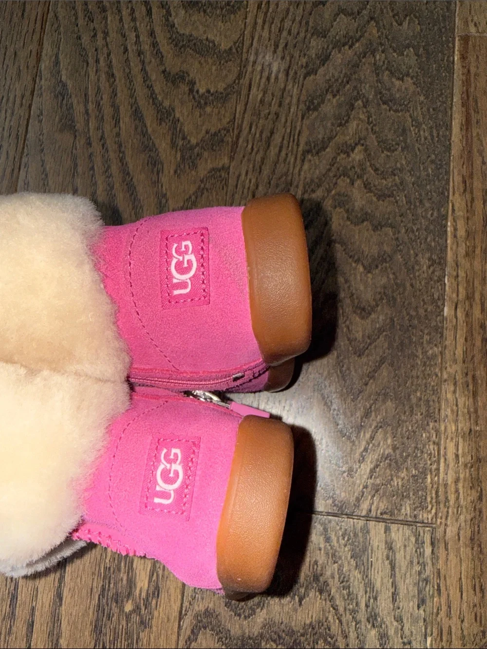 UGG Pink Shearling-Trim Kids Boots size 6 baby walker euc